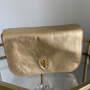 Tory Burch Goldtone Metallic Caitlin Mini Leather